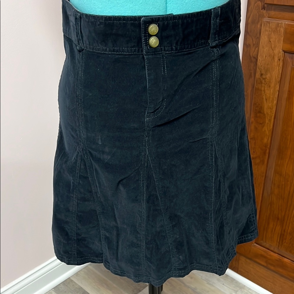 Athleta Black Midi Skirt with Button Detail